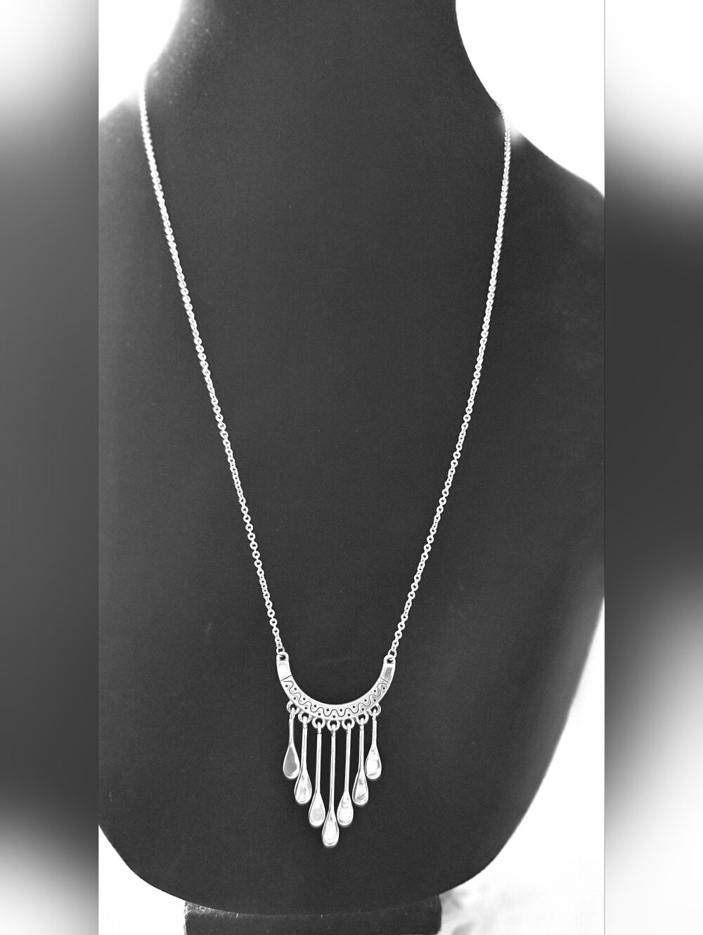 BRIGHTON Silver Tone Boho Fringe Pendant Necklace